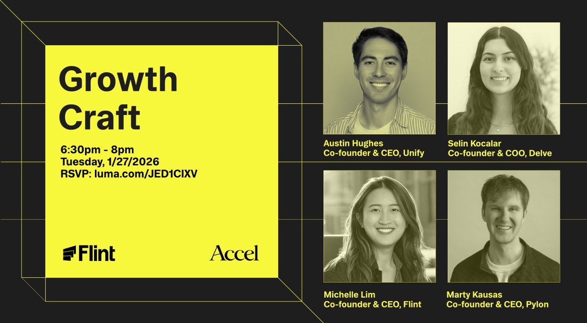 We're bringing together the best founders in growth next Tuesday.

Delve co-founder Selin will be joined by Austin Hughes from <a href="/unifygtm/">Unify</a>, Michelle Lim from <a href="/tryflint/">Flint</a>, and Marty Kausas from <a href="/usepylon/">Pylon</a> to talk about GTM.

Apply to join in the comments.