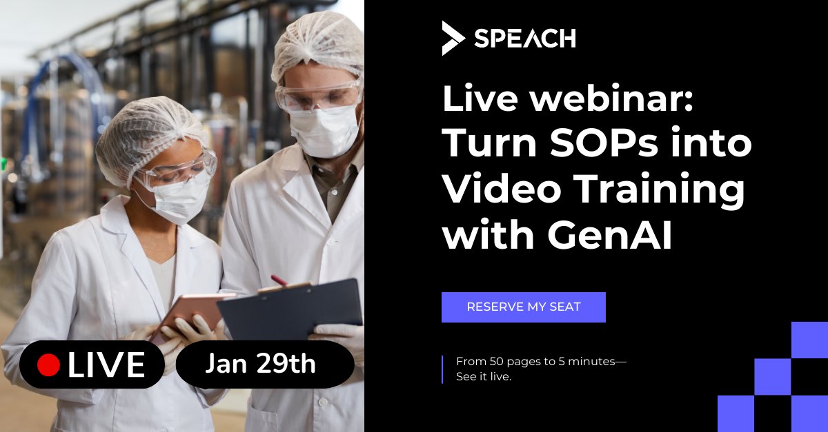 🚀 Join us for our monthly live event!

🎥 Moving Beyond Documents: Using GenAI to Transform SOPs into GxP Video Training
📅 January 29th | 9:30 AM EST
🔗 Save your seat 👉 events.teams.microsoft.com/event/66f73776…