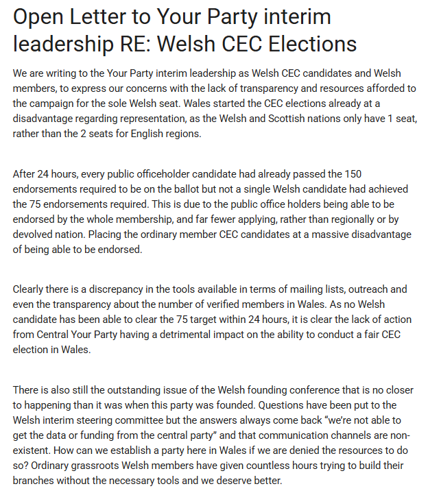 Lizzie4CEC's tweet photo. Open Letter to Your Party interim leadership RE: Welsh CEC Elections

Please sign via the following link: https://t.co/My5FsvRMCb https://t.co/3YlnmNN1mw