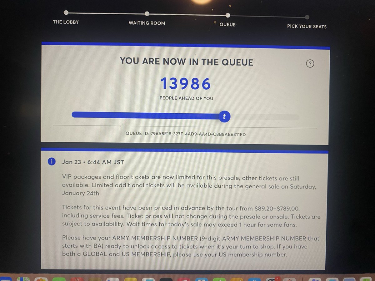 BTSラスベガス公演5/24分のVIPとアリーナチケットは売り切れたって。ちーん。そして眠い😵

Looks like both VIP and floor tickets are all sold out as of 6:44am JST for BTS Las Vegas concert Day 2