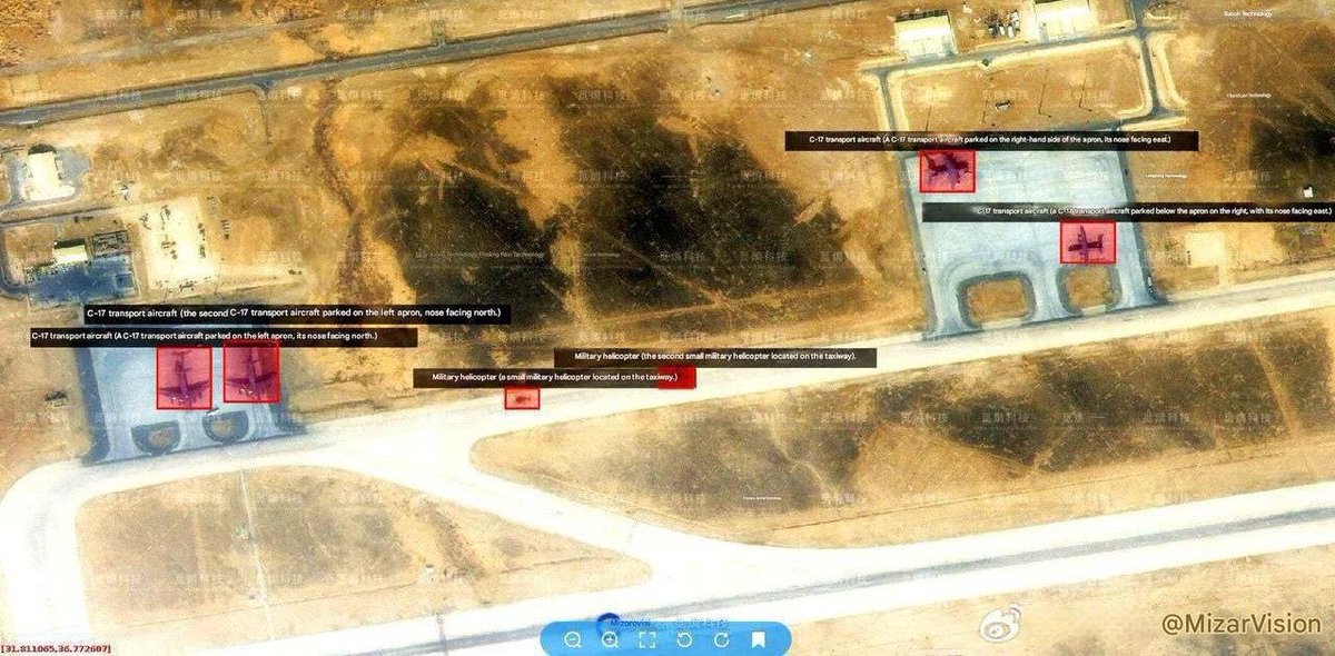 🔴 تصاویر ماهواره‌ای از اردن نشان می‌دهد که تعداد زیادی از دارایی‌های نیروی هوایی ایالات متحده در پایگاه‌های هوایی این کشور مستقر شده‌اند