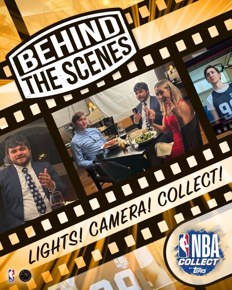 That's a wrap! 🎬 A little BTS from our latest NBA Collect commercial shoot featuring bright lights, questionable dinner etiquette, and top of the line NBA Collect menswear 👔 🏀