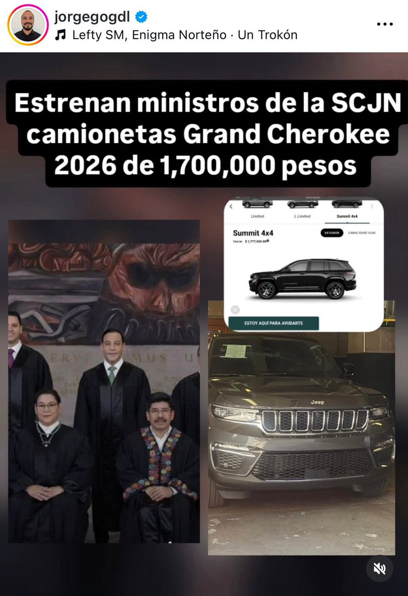 AlanAdameMX's tweet image. 🔴|| ¿Le creíste el cuento a @Claudiashein de que había que destruir el Poder Judicial por “austeridad” y para “terminar con los privilegios”?

💸Pues los ministros del acordeón van a estrenar camionetones de lujo de casi 2 millones de pesos

👉🏼Ahí tienen su “Transformación”.