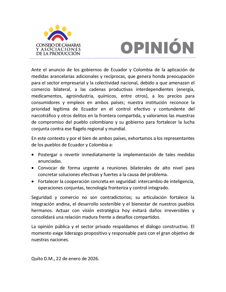 El diálogo y enfoque propositivo en el problema central, es la actuación que se requiere de Ecuador y Colombia para conseguir el objetivo de derrotar al narcotráfico internacional.

<a href="/tctelevision/">TC Televisión</a> <a href="/EcuavisaInforma/">Ecuavisa Noticias</a> <a href="/Teleamazonas24H/">Teleamazonas Noticias</a> <a href="/eluniversocom/">El Universo</a> <a href="/Expresoec/">Diario Expreso</a> <a href="/radiosucesosec/">Radio Sucesos Ecuador</a> @centro