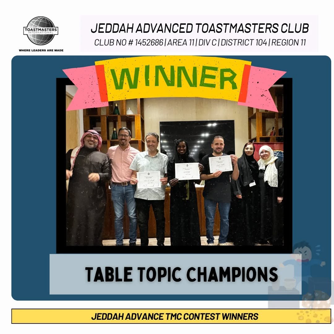 Jeddah Advanced Toastmasters | Annual Club Contest 2026

Talent sparkled.
Voices ruled.
Confidence was LOUD.

Every speaker showed up.
Every moment mattered.

Next stop: Area 11 Annual Contest 🎤

#StageLife #JeddahCommunity #VoicesThatMatter <a href="/District104TI/">District 104 Toastmasters International</a> <a href="/Toastmasters/">Toastmasters</a>