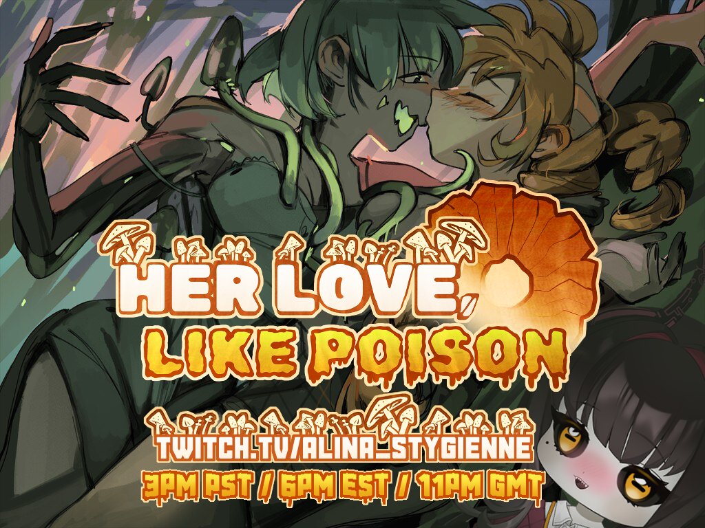 You like yuri right? How about toxic yuri?

It got delayed but now it's HERE - Her Love, Like Poison. Another one of <a href="/ebihimes/">✨🦐 ebi 🦐✨</a> fantastic yuri VNs.

See you tonight for fun that'll be so gripping, you'll hope it'll never end~