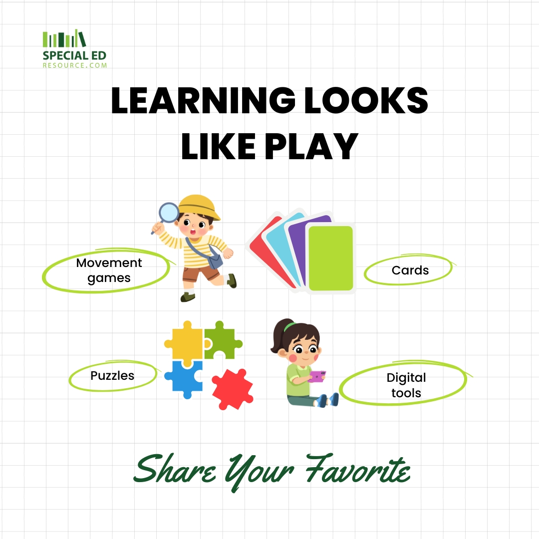 SpEdResource's tweet image. 🎯 What type of game helps your child learn best—cards, movement games, puzzles, or digital tools?
#SPEDLearning #ParentTips