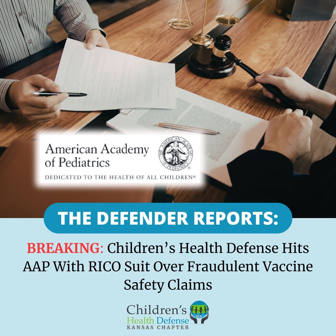 Children's Health Defense filed a lawsuit against the American Academy of Pediatrics, accusing it of a racketeering scheme that deceived the public about the safety of vaccines. 

Read more about this groundbreaking suit here: childrenshealthdefense.org/defender/chd-r…