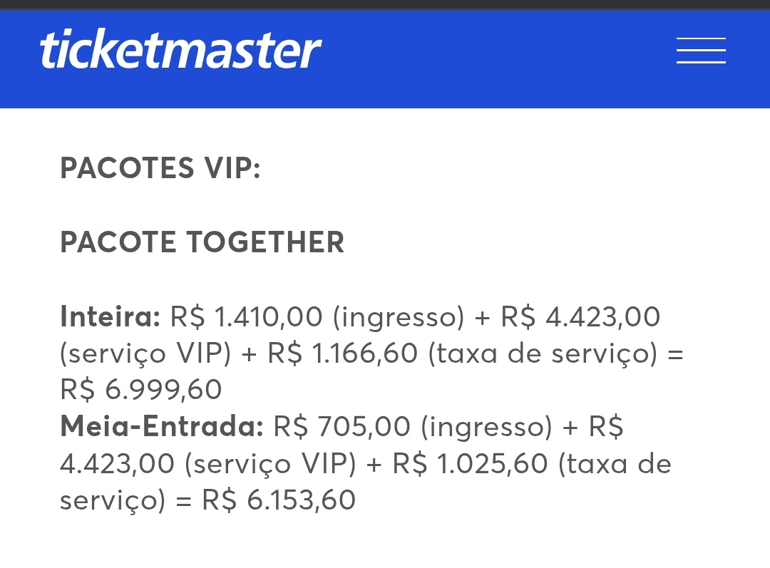 oopswillard's tweet photo. @pagmeiaEM2026 Nao. O pacote vip  tem ter. Um que ingresso (1.400) + 1.500 
Outro que é ingresso (1.400) + 3000
E outro que é ingresso (1.400) + 4000 https://t.co/ke6BqOqHXk