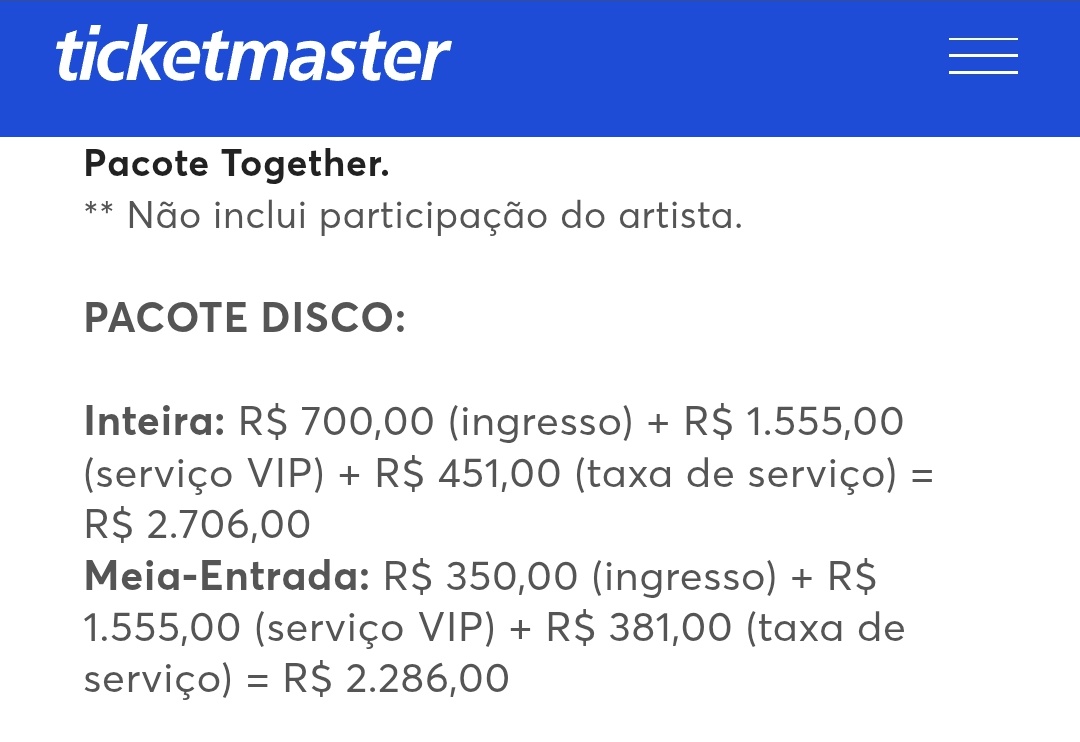 oopswillard's tweet photo. @pagmeiaEM2026 Nao. O pacote vip  tem ter. Um que ingresso (1.400) + 1.500 
Outro que é ingresso (1.400) + 3000
E outro que é ingresso (1.400) + 4000 https://t.co/ke6BqOqHXk