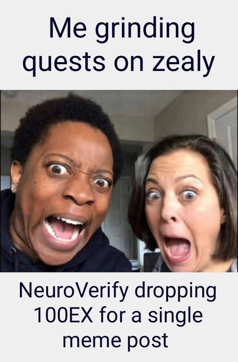 Palmstudioz's tweet photo. Small brain: Doing normal daily quests
Big brain: Completing Neurolife tasks
Galaxy brain: Posting a meme about Neurolife to earn 100exp and flex on the leaderboard
@NeuroV_hub
#NeuroVerify https://t.co/nUEO6OSLud