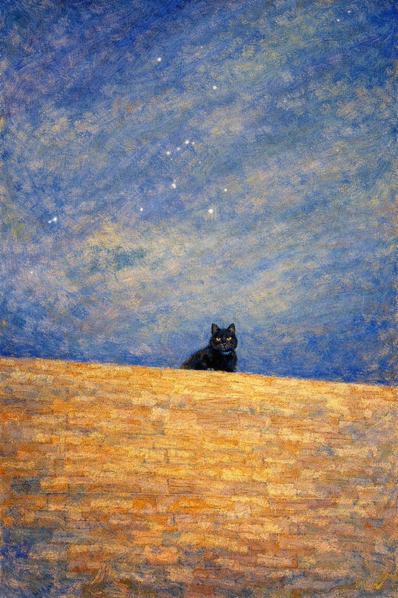 labri_03's tweet photo. En mi vida había visto una obra de arte más perfecta que cuando le pedí a ChatGPT que transformara la foto de Miauricio en pintura de Monet y de Van Gogh 🥹💖 https://t.co/xJNydfxFkm