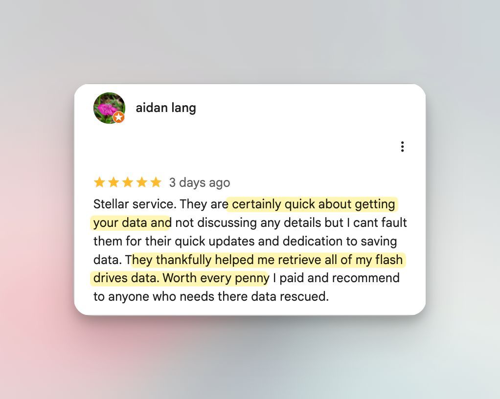 Flash drive rescued! 💾✨ Another happy customer got ALL their data back without breaking the bank! Quick updates, dedicated service, and every penny worth it 💪🎉 That's how we roll at $300 Data Recovery! 🔧 #DataRecovery #300DDR #FlashDriveRecovery
buff.ly/nYI2hWm