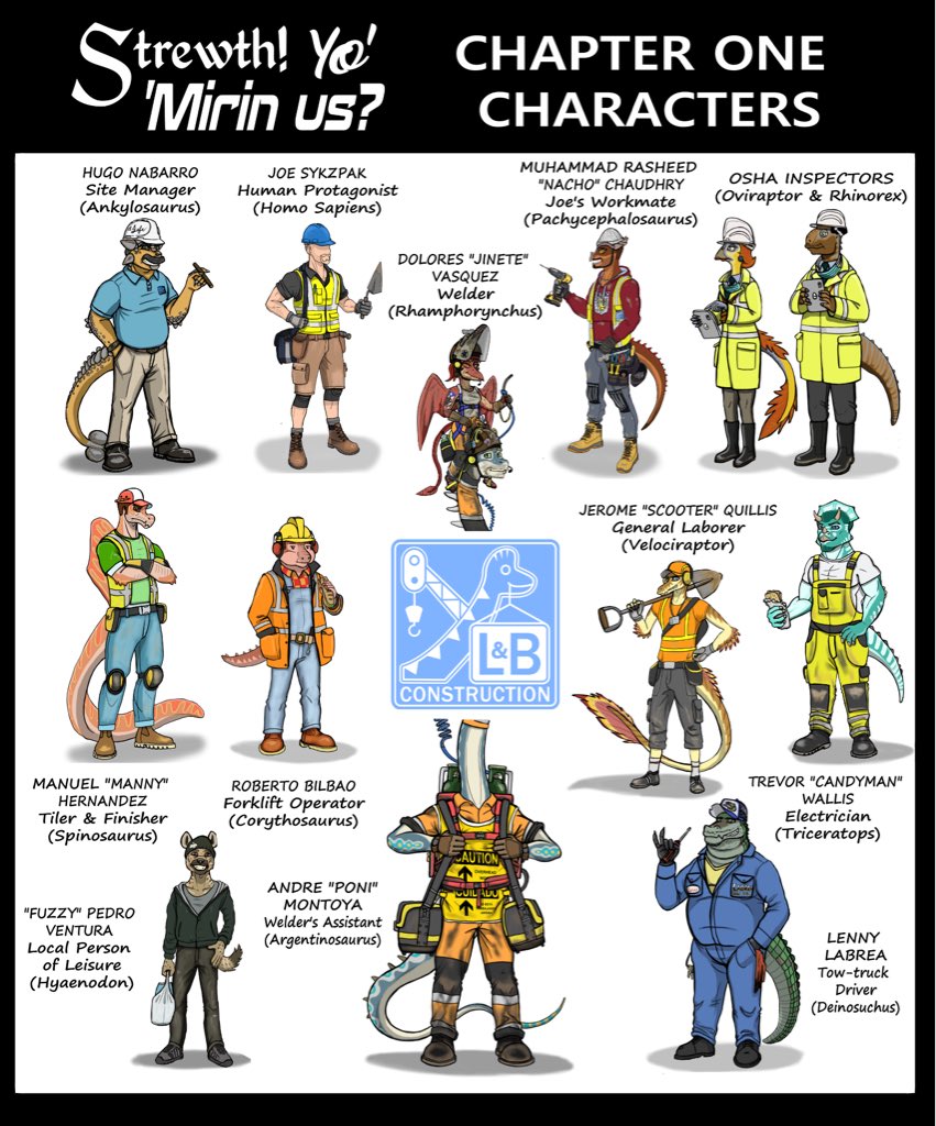 FurrySkinRug's tweet photo. Hey y’all. Sorry this isn’t particularly Twitter format friendly but just to showcase that we have been working on stuff, here is our cast of characters for Chapter 1: focusing on Joe’s dayjob as a carpenter for Littlefoot &amp; Bluth Construction. (Individual versions to come) https://t.co/w3rIM6KHpQ