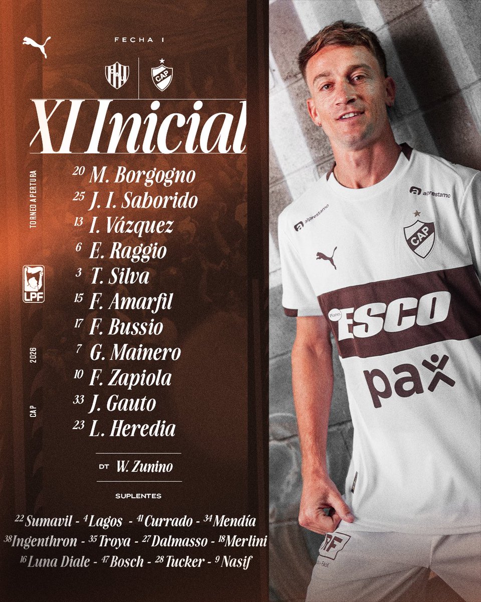 #TorneoMercadoLibre 🏆 | 𝑀𝑎𝑟𝑐ℎ𝑎𝑟𝑒𝑚𝑜𝑠 𝑠𝑖𝑒𝑚𝑝𝑟𝑒 𝑢𝑛𝑖𝑑𝑜𝑠 👊🏻

Los 1️⃣1️⃣ elegidos por Walter Zunino para nuestro debut ante Unión. 

📺 Seguilo en vivo por ESPN Premium.
➡️ Suscribite a packfutbol.com.ar

#𝐎𝐫𝐠𝐮𝐥𝐥𝐨𝐌𝐚𝐫𝐫𝐨́𝐧🤎