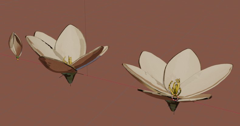 見て可愛い絵風の花とつぼみ
むｒっりやりモデリングしたからトポロジ終わってる！
#b3d