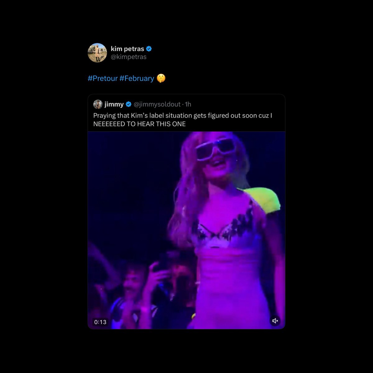 kimpetrasupdate's tweet photo. Kim Petras teases the next single from her album ‘Detour’ in new tweet.

— “#Pretour #February 🤫” https://t.co/2PxuWoT4lH
