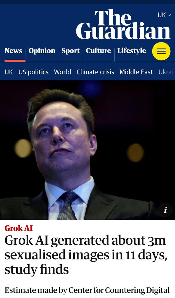 “Shocking report: Grok AI produced nearly 3 MILLION sexualized images in just 11 days — including content involving minors. Experts call for urgent AI regulation. 😳🤖 #GrokAI #AIethics #AIsafety #TechNews #GrokAI #ElonMusk