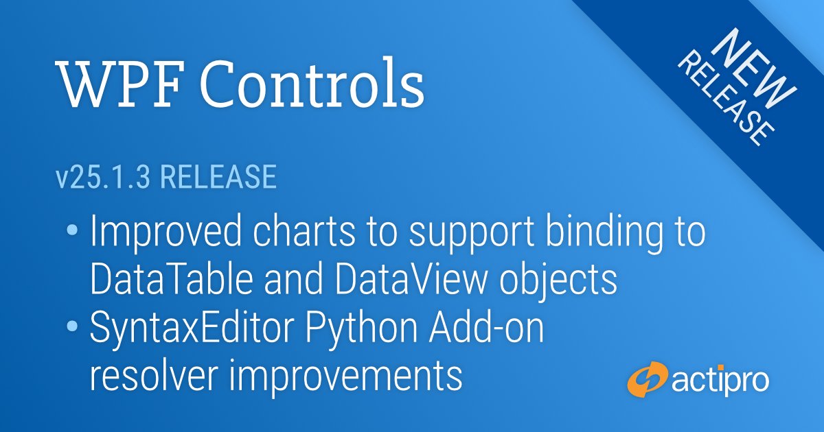 A new Actipro #WPF Controls release is now available with minor improvements made throughout the product line.

actiprosoftware.com/blog/post/2669…