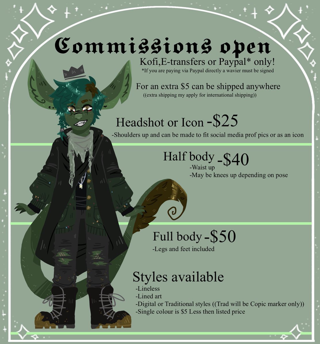 corvidteef's tweet photo. Hello!! My commissions are open yay!!! 

Feeling anxious bout rent so I’m opening comms again! 

help a goblin out!! Dm for any questions 

#commissionopen #dnd #ocart #commisons #artist #art https://t.co/HDc4Lc6czh