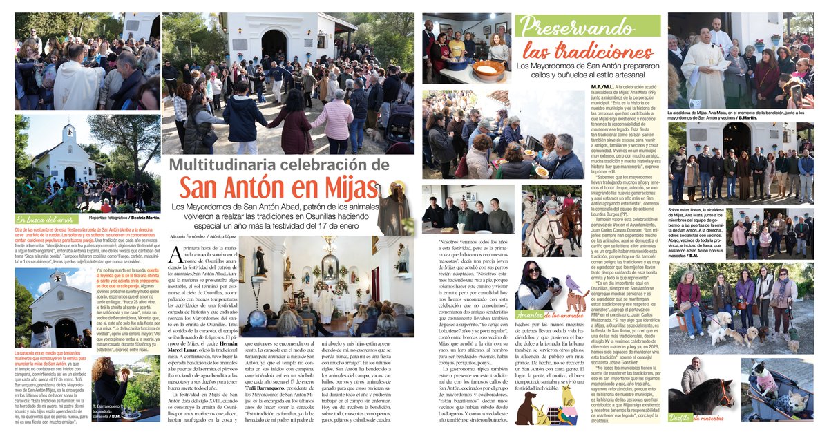 #Reportaje | #Mijas
📝 Multitudinaria celebración de San Antón. Los Mayordomos de San Antón Abad, patrón de los animales, volvieron a realzar las tradiciones en Osunillas haciendo especial un año más la festividad del 17 de enero.
📲 689 72 90 32
🇪🇸 tinyurl.com/4hxkfdt4