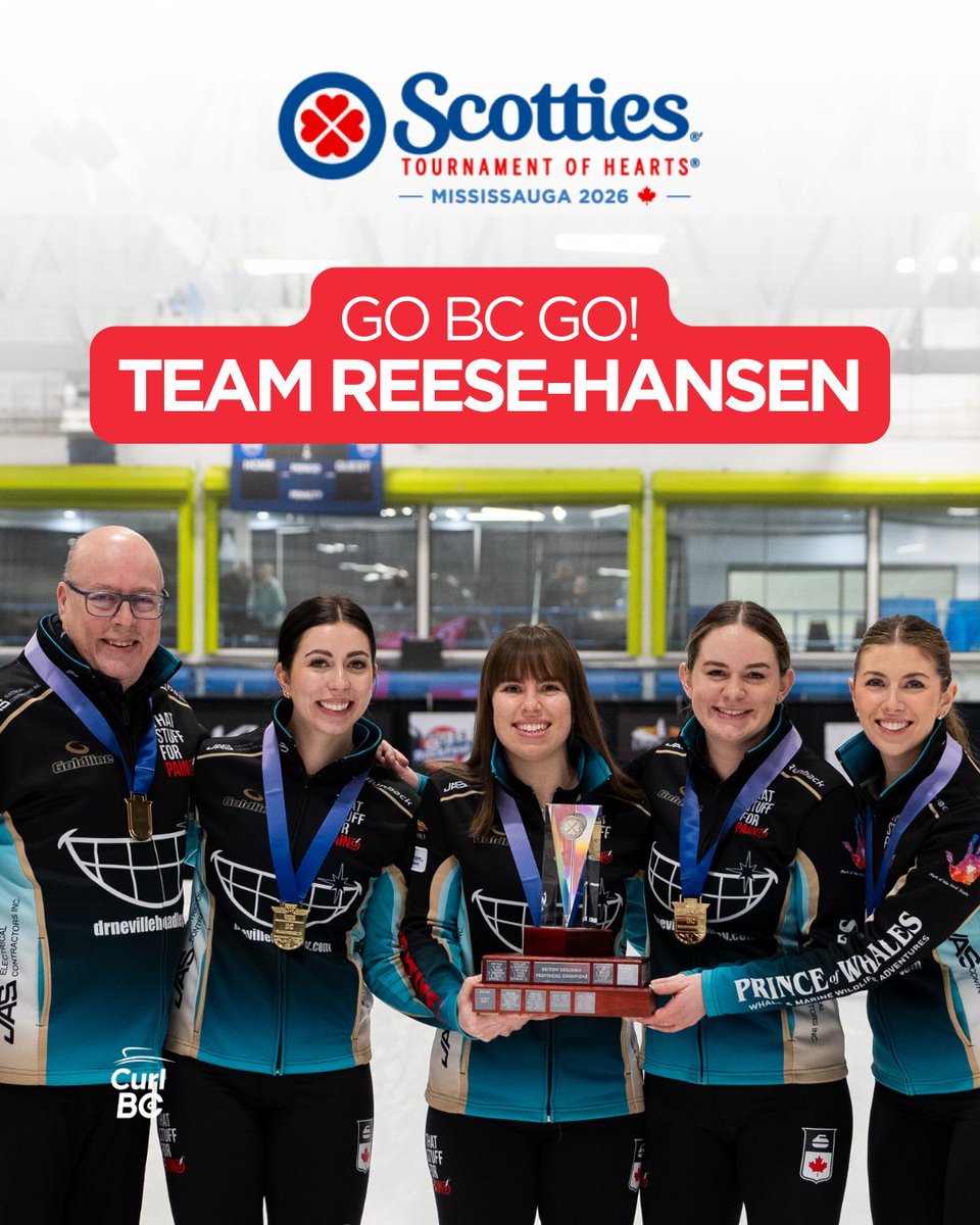 CurlBC's tweet image. 💙🥌 Go BC Go! Go Team Reese-Hansen! 💛🥌

The 2026 Scotties Tournament of Hearts starts tomorrow! Let’s cheer on our BC champions as they hit the ice!

Follow all the draws and scores here 👉 curling.ca/scoreboard/#/e…

#STOH2026 #GoBCGo #Curling