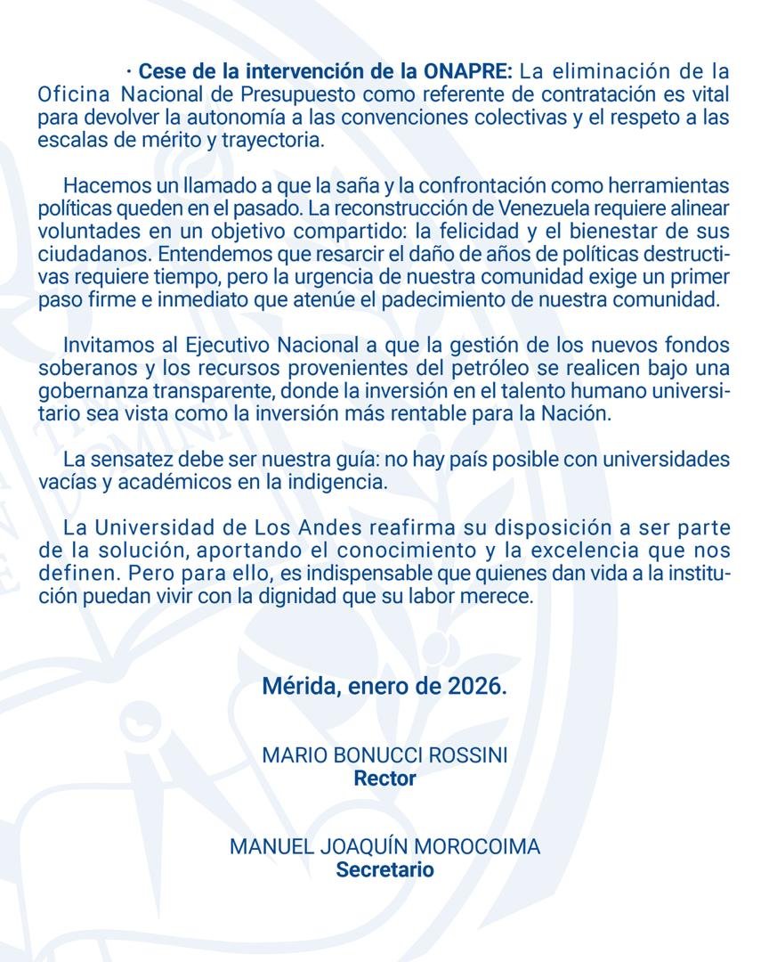 La dignidad del trabajo universitario es punto de honor en la reconstrucción nacional 

La #ULA #Venezuela presente