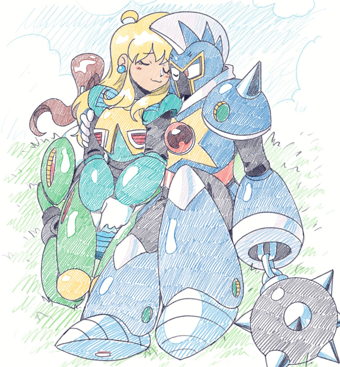 peegeray's tweet image. some coloured doodles
i love knight/centaur but i find them so hard to draw together 🥲