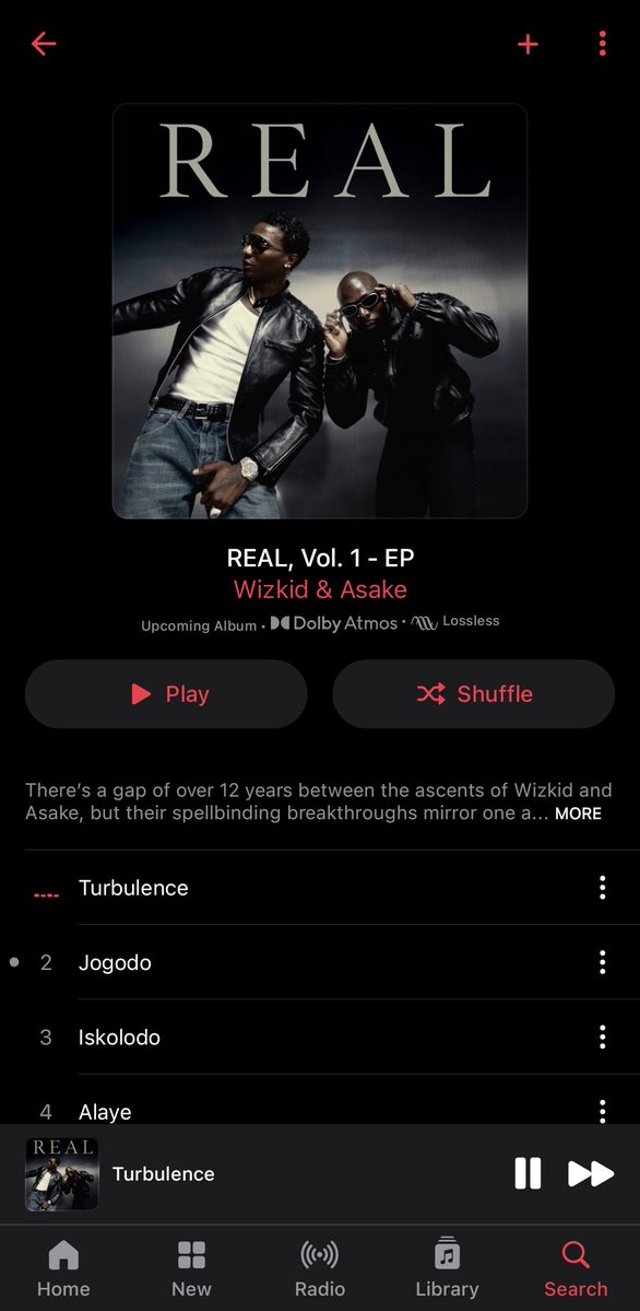 Mr_Md33_'s tweet image. Real EP by Wizkid &amp;amp; Asake out on Apple Music now 🎶🎶🎶🔥🔥🔥🔥

music.apple.com/ng/album/real-…