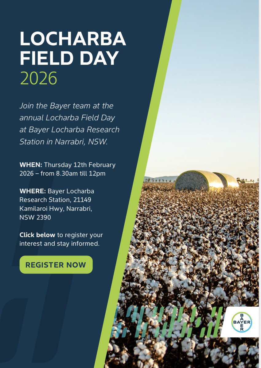 OutlookAg's tweet photo. Topics

New and upcoming herbicides, insecticides, applications

XtendFlex system - varieties, over-the-top trials, grower case studies

ThryvOn update - 2025 trial results, observations, Locharba field trials

Buffet lunch celebrate 30 yrs Biotech Cotton

https://t.co/VT8FazERgH https://t.co/nuUcuqiGt2