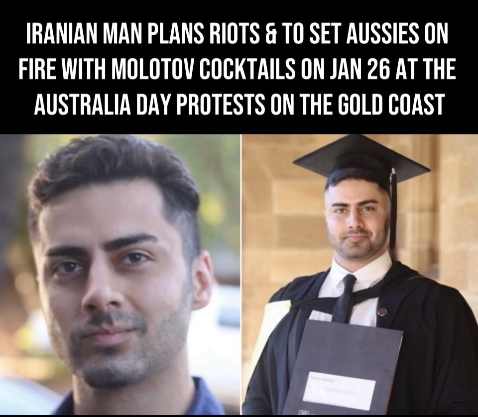 🔥 How is this not getting more attention? 🔥

This foreigner literally planned to start riots, throw Molotov cocktails at Aussies on Australia Day on the Gold Coast &amp; wanted to get activists in Melbourne to do the same. 

He wanted to set Aussies on fire &amp; kill them.

How are