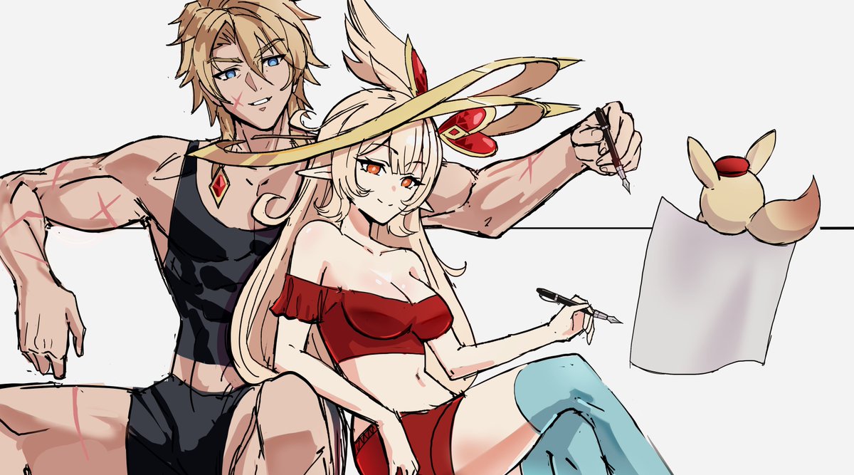 BellyKoze's tweet photo. drawing together 
#varka #alice #GenshinImpact #Genshinfanart https://t.co/sRl6qRtXSg