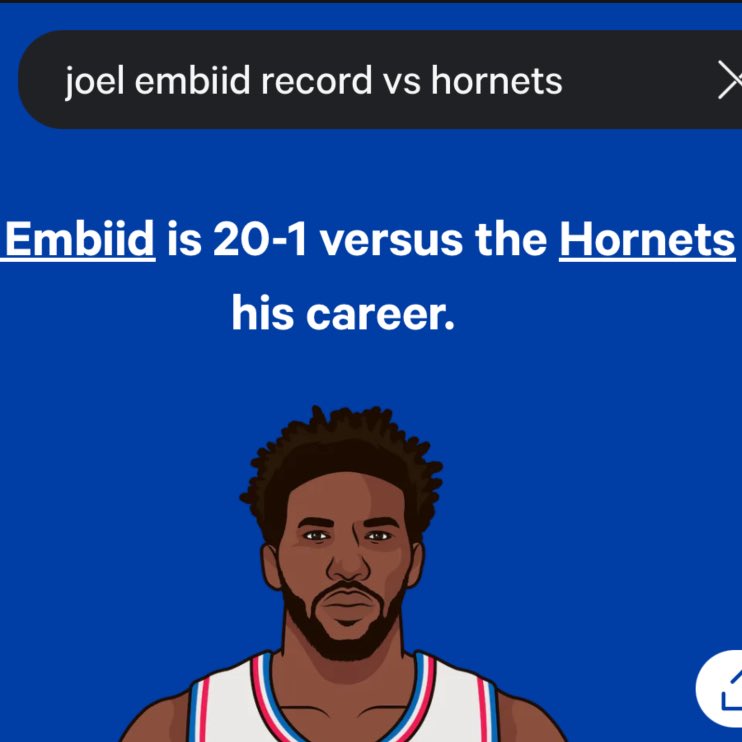 cbain100's tweet photo. January 12, 2022:

My roommates and I decided to drive from DC to Philly to see Hornets vs Sixers. It’s a running joke that I’ve never seen the Sixers win in person, and considering Embiid was 13-0 vs CHA, this was the chance to break that.

After driving 2 hours, my ‘02 Toyota Sequoia completely broke down on I-95 during rush hour. My RMs and I pushed the car off the highway as everyone in Philly blared their horns at us. 

I was so upset that I called AAA, hid the keys, left the car on the exit ramp, and ubered to the arena. I was NOT missing this game. 

Joel Embiid is now 20-1 vs the Hornets.
His only loss… January 12, 2022.
