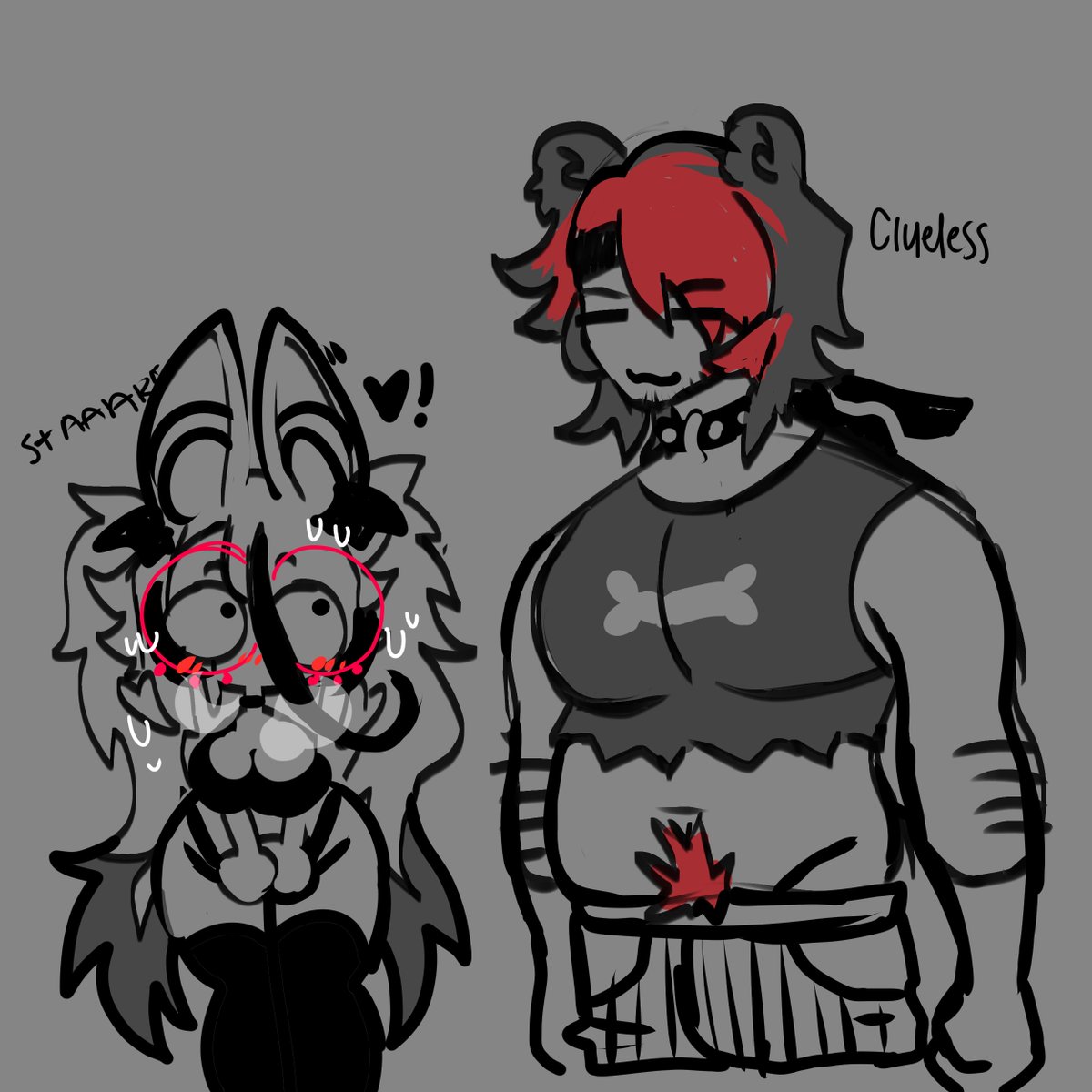 Gloomiboo's tweet image. *staring politely and respectfully*

yes i know.... i may have a type.... im weak okay??...

thank you @RemithanVT for being my art victim again