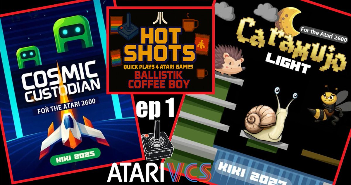 ballistikcoffee's tweet photo. Premiering NOW on #BCB! A new series, #HotShots! Where I play the LATEST #Atari #Games for 10-20 mins w/ no commentary, so u can decide if u want to purchase it or just check it out! Up NOW is #CosmicCustodian & #CaramujoLight by #Kiki2600 & #KRAZ! Link: https://t.co/k9nDYY3j2D https://t.co/1xAdlJpL4Y
