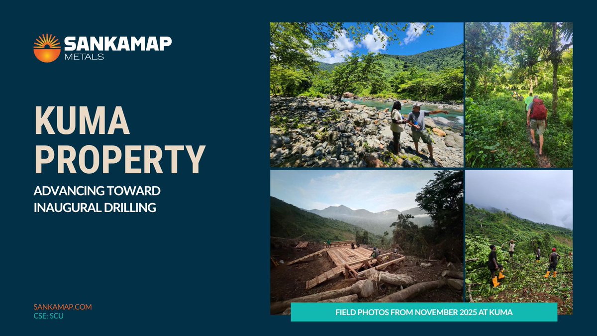 Preparing to drill at Kuma ⛏️

Field crews are mobilized, drill pads complete, sampling underway, and the rig is en route. Drilling is on track to begin February 2026.

Read the latest update on Kuma: bit.ly/4sTavqD
#SCU.C