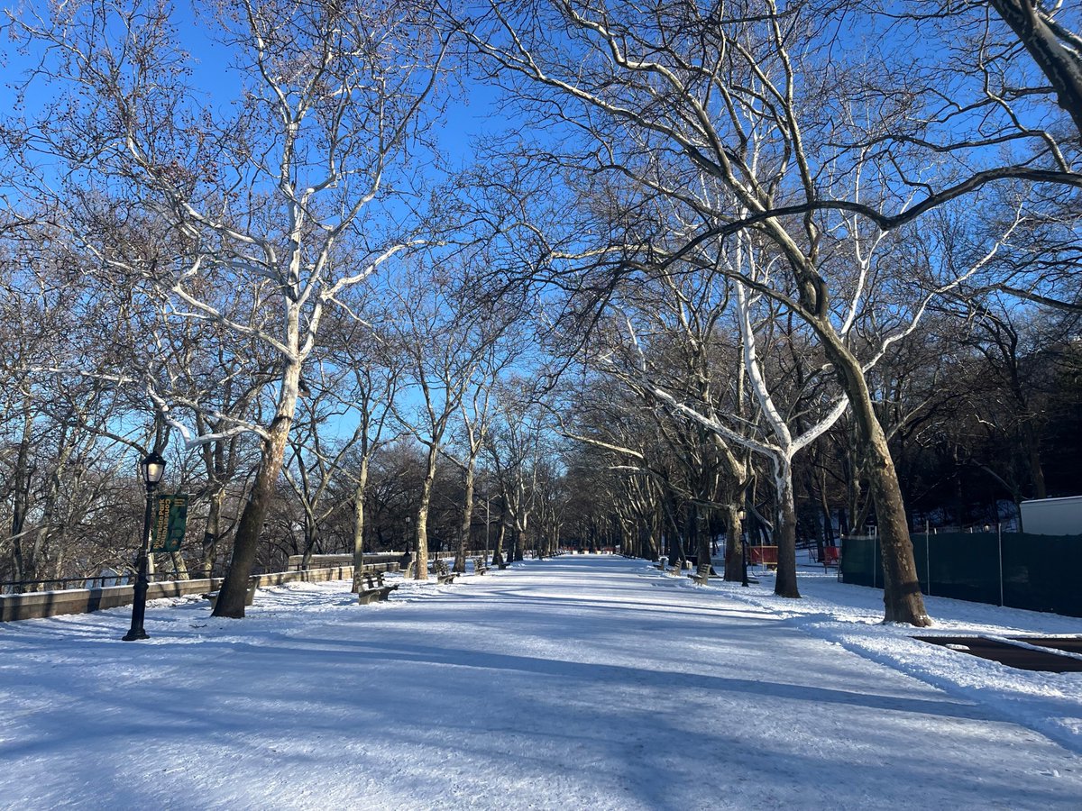 RiversideParkNY's tweet photo. The park after last week’s snowfall. Hope you enjoyed today’s sun and park time. A little calm before we brace for this weekend's snowstorm! https://t.co/SxAo9QdnRx