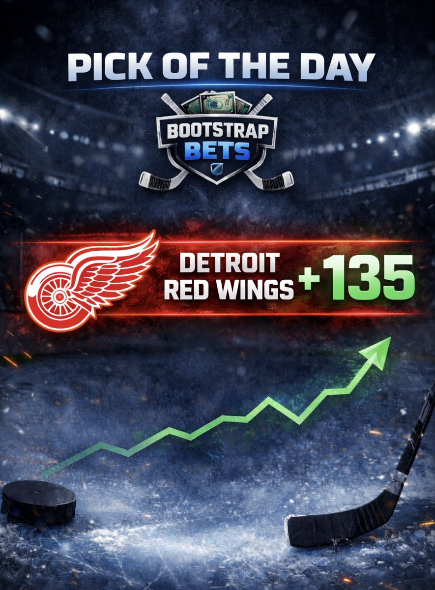 BootstrapBets's tweet photo. PICK OF THE DAY🏒

We’re flying with the Red Wings once again!

Detroit Red Wings (+135) 2u

#NHL #SportsBetting #BettingTwitter #HockeyBets #POTD #BootstrapBillBets https://t.co/SA7ORMPGkE