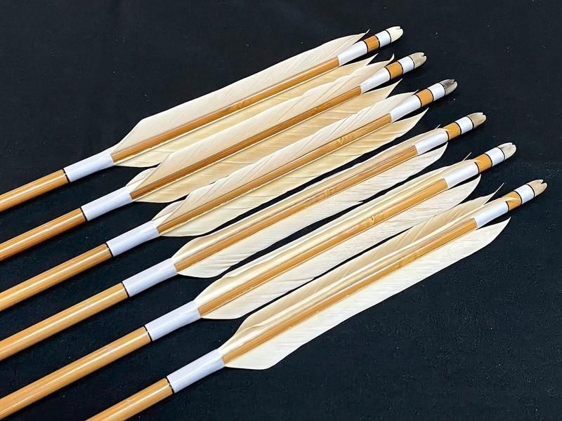 竹矢 梓 6本 近的用 白羽 尾羽 石打 全長約97～100cm 仕上がり約30