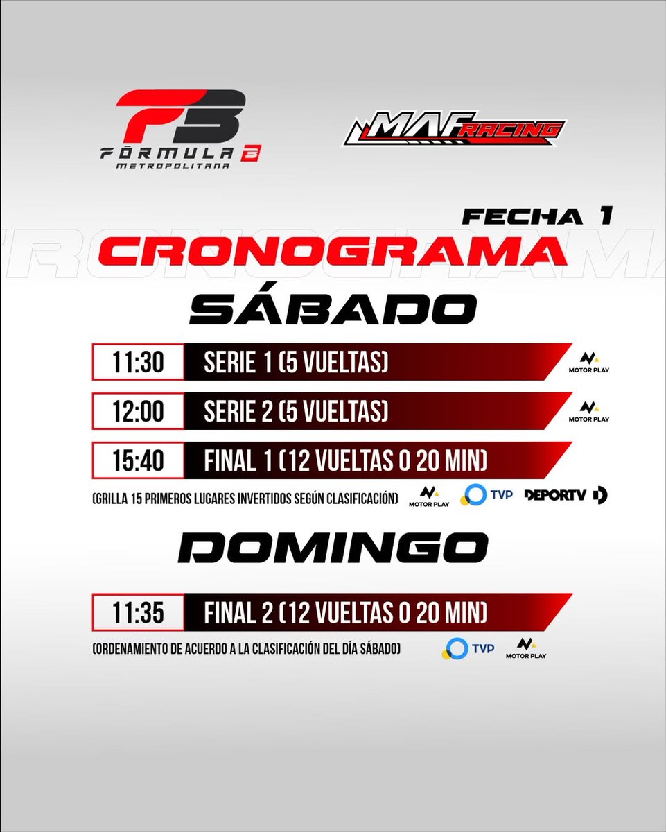 FormuMix's tweet photo. F3 METROPOLITANA!
ESTE FINDE POR TV PÚBLICA.
#F3Metro https://t.co/IbBUulav9P