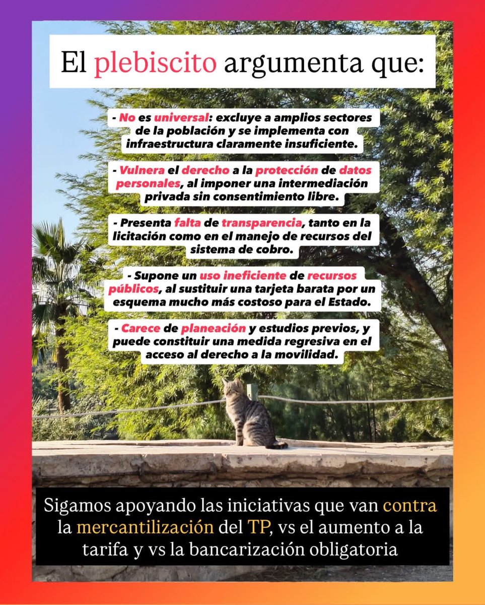 Miau. Lanzaron otro instrumento de participación ciudadana contra el Tarifazo en Jalisco, específicamente contra la imposición de la tarjeta bancaria Broxel para acceder al subsidio del transporte público. Sino accedes, pagarás casi 50% más que en 2025. Se firma acá: