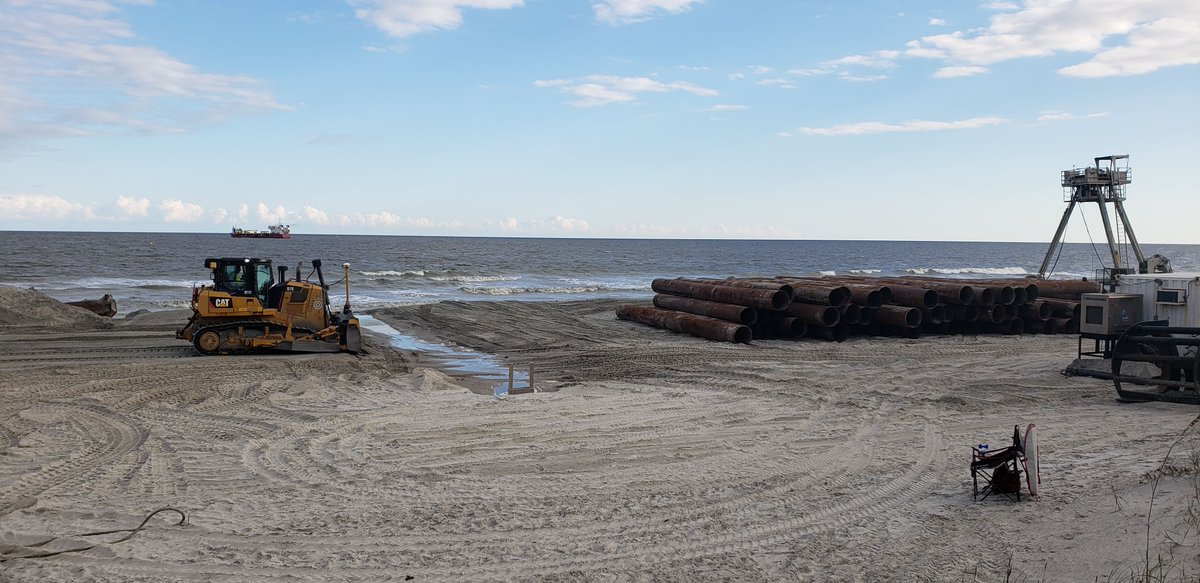Pre-production setup of the beach  renourishment. #myrtlebeach #SouthCarolina #beach