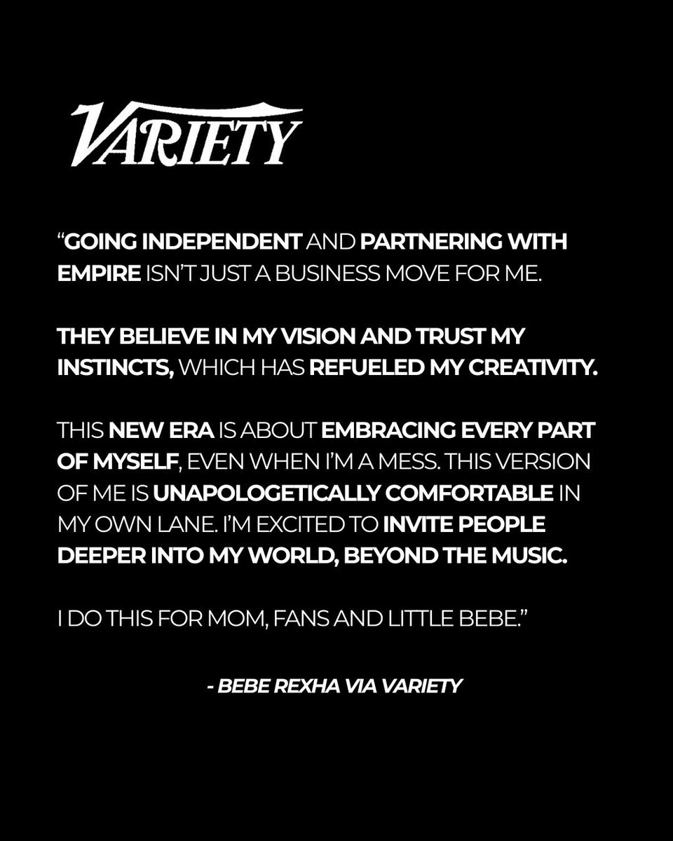 PopBase's tweet photo. Bebe Rexha speaks on signing with independent label EMPIRE via Variety:

“They believe in my vision and trust my instincts, which has refueled my creativity.” https://t.co/mkIKli0uD4