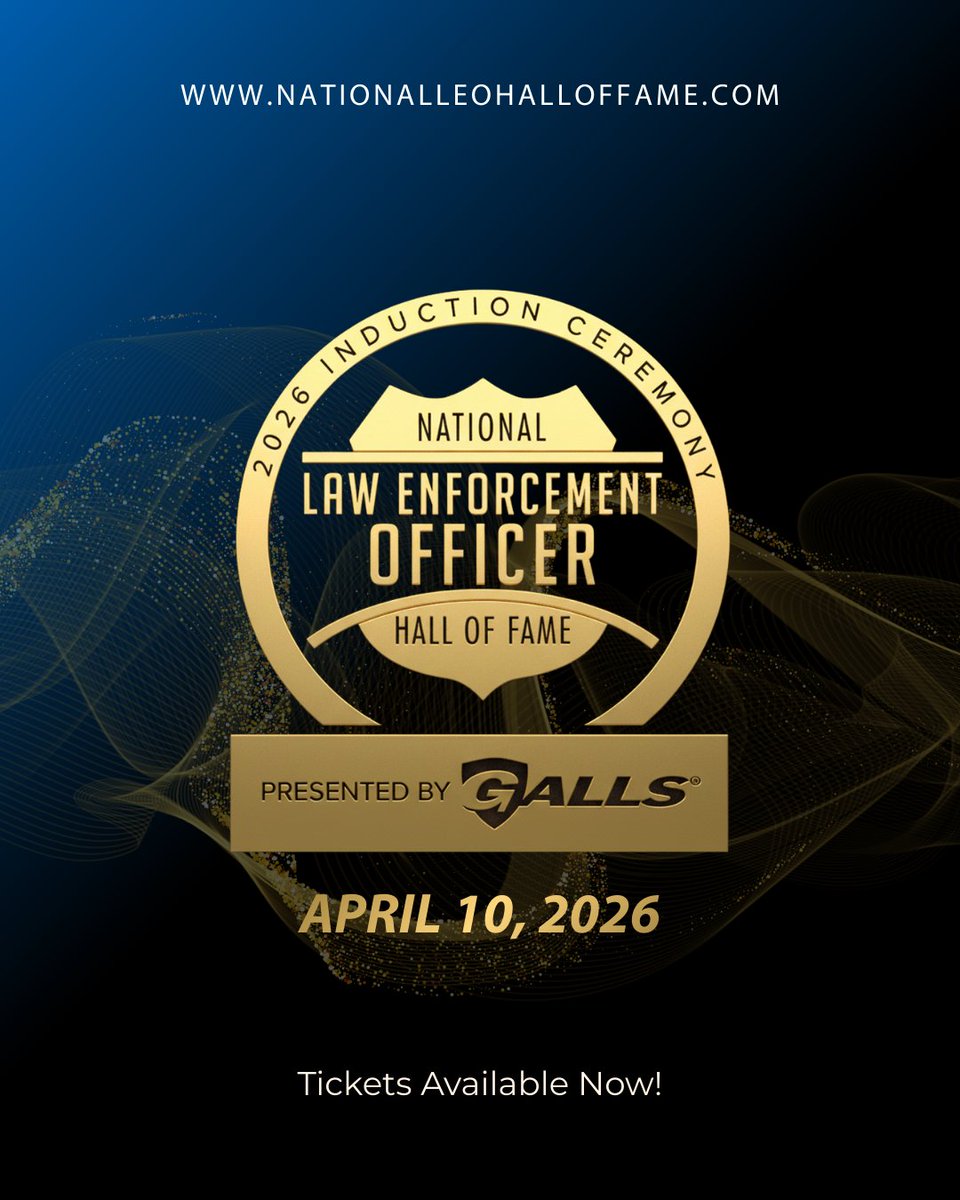 LawEnforceToday's tweet photo. Get your tickets today for the 2026 National Law Enforcement Officer Hall of Fame induction ceremony, presented by GALLS. We hope to see you in Fort Worth, TX in April! @gallsauthority
@nationalleohof
#GALLS #NLEOHOF #lawenforcement

Get your tickets here:
https://t.co/nLNTRXeoXB https://t.co/rqtIWRPxi9
