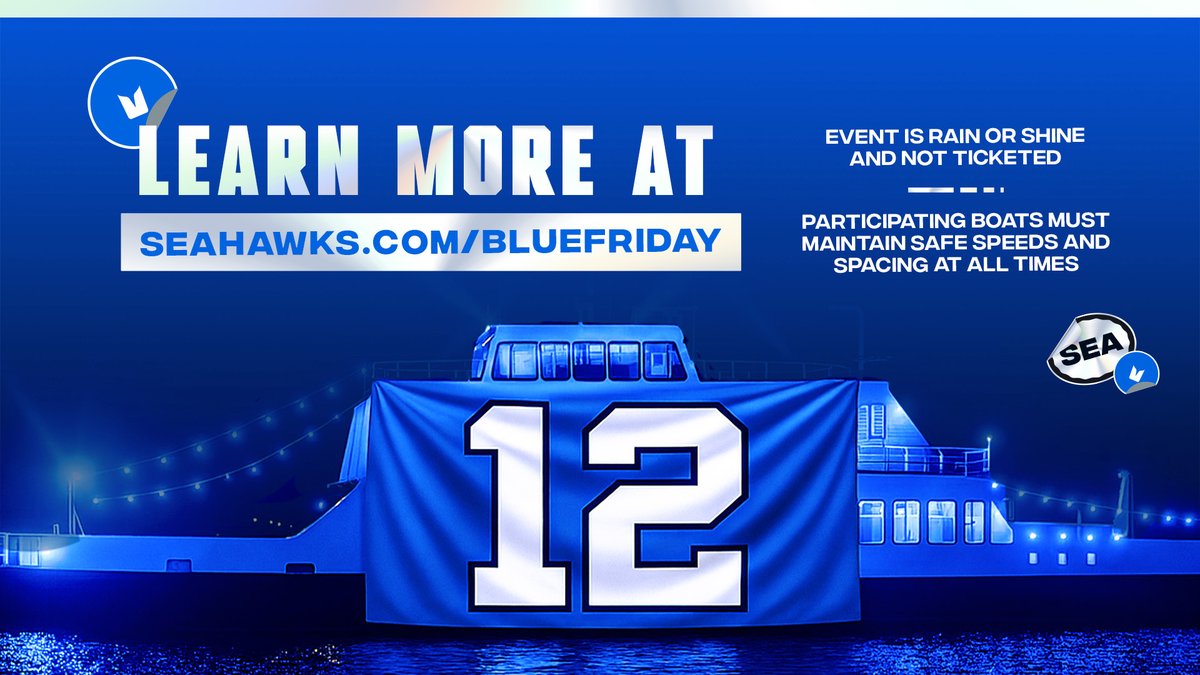 Seahawks's tweet image. 12s, it’s time to rally! This Blue Friday, we’re setting sail into the NFC Championships.

Learn more » seahawks.com/bluefriday