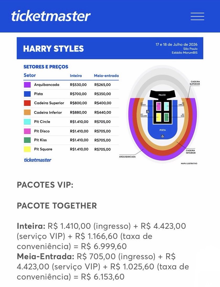 cortezpsol's tweet image. As produtoras estão burlando o direito à meia-entrada, cobrando taxas abusivas que praticamente equiparam ao valor da inteira. Vejam os pacotes do show do Harry Styles em SP.

Nossa equipe já está trabalhando em outra denúncia para o PROCON e SENACON. Logo compartilho com vocês.