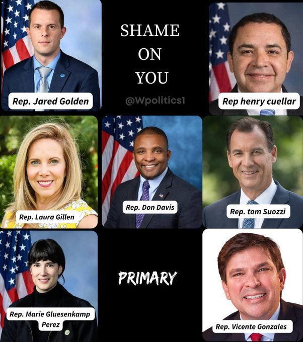 In case you were wondering which Democrats would've gleefully funded Hitler's Kristallnacht, these are the 7 Democrats who voted with MAGA to increase funding for ICE Nazis by over $60 billion:

Jared Golden (Maine) 
Henry Cuellar (Texas)
Marie Gluesenkamp Perez (Washington)
Tom