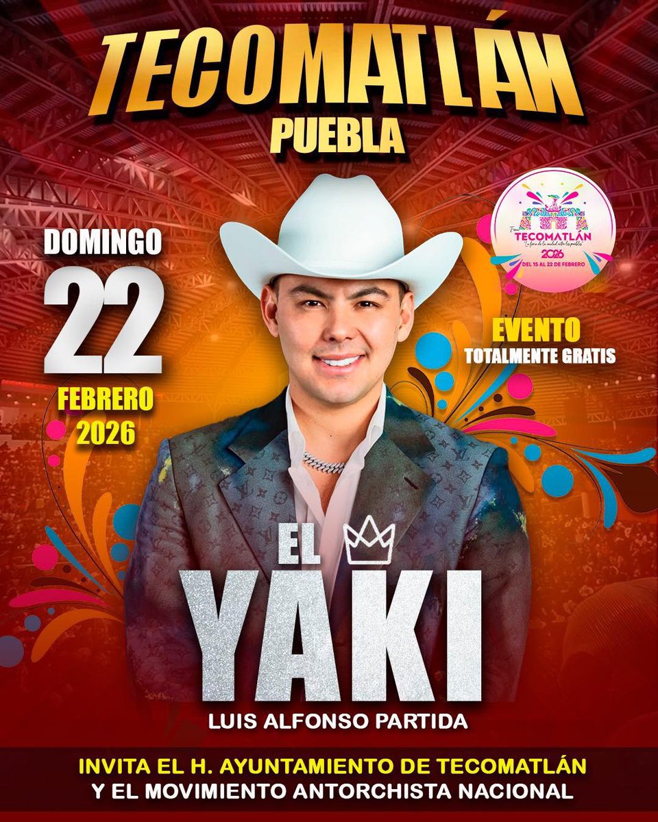 La cultura que une a los pueblos vuelve a encontrarse en grande.
Del 15 al 22 de febrero, Tecomatlán será sede de la Feria de la Unidad entre los Pueblos, con eventos gratuitos para miles de familias.

📍Tecomatlán 2026
#FeriaTecomatlán2026