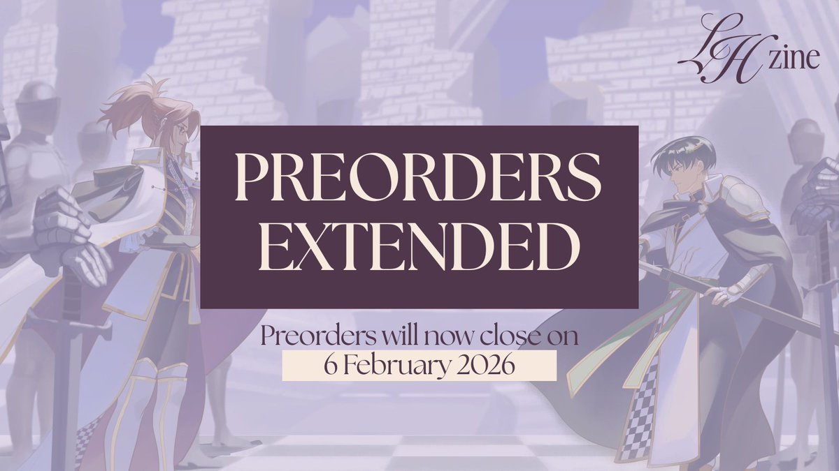 📣  PREORDERS EXTENDED! 📣

Thank you for all of your support! 

We are extending preorders to February 6. Don’t miss this chance to buy the #LeviHanZine and all the merch that comes with it 😉

Art by @larameomeo ♟️