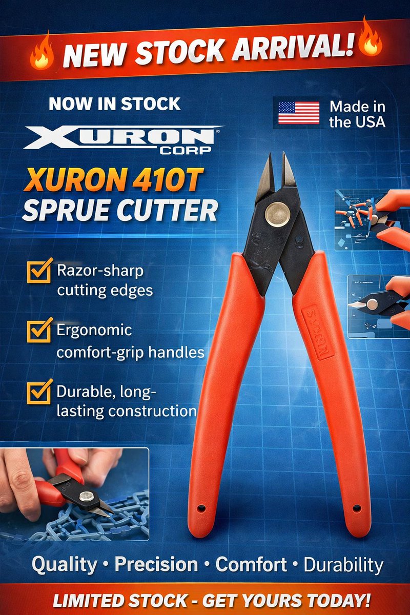 ModellersS's tweet photo. NEW STOCK ARRIVAL 🔥
Xuron 410T Sprue Cutter
Cuts cleaner than a Glasgow barber and complains less than the weather https://t.co/OUWdxqlDdm